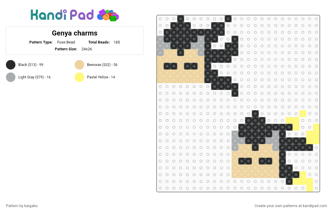 Genya charms - Fuse Bead Pattern by kaigaku on Kandi Pad - beige, charms, demon slayer, genya, kny
