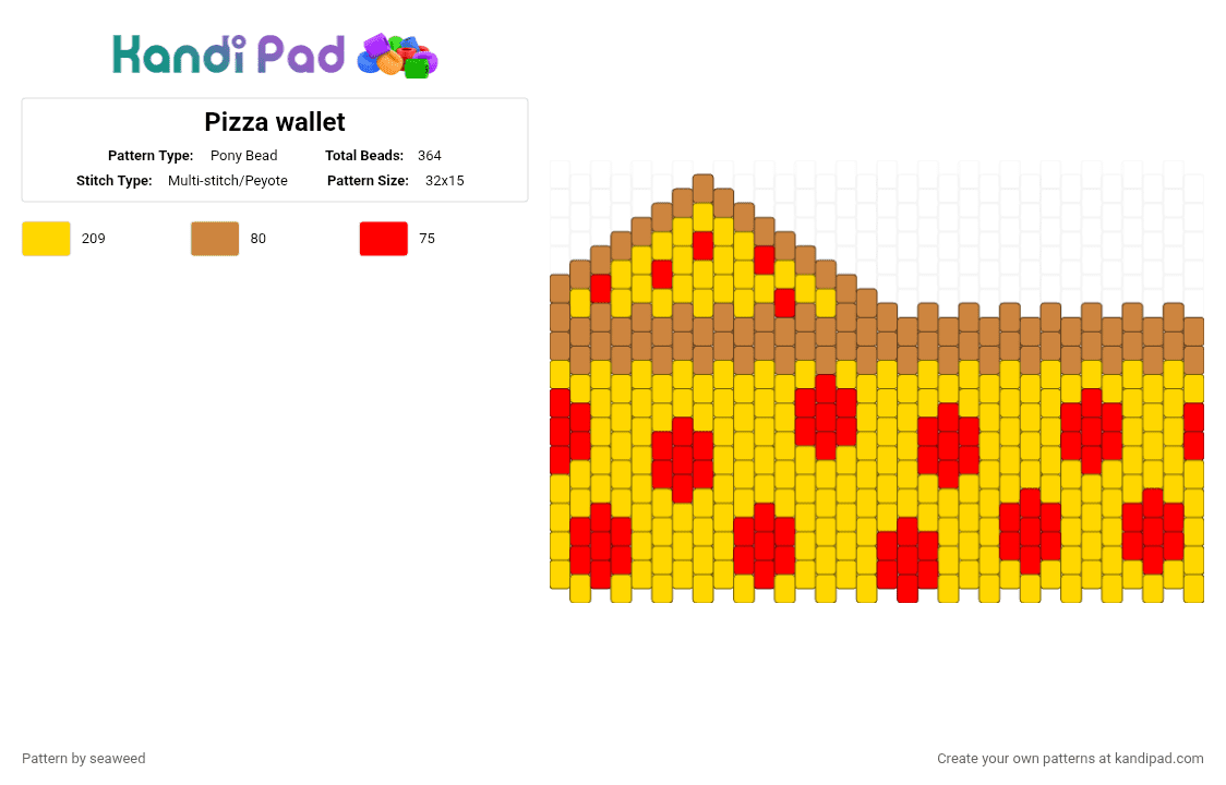 Pizza wallet - Pony Bead Pattern by seaweed on Kandi Pad - yellow