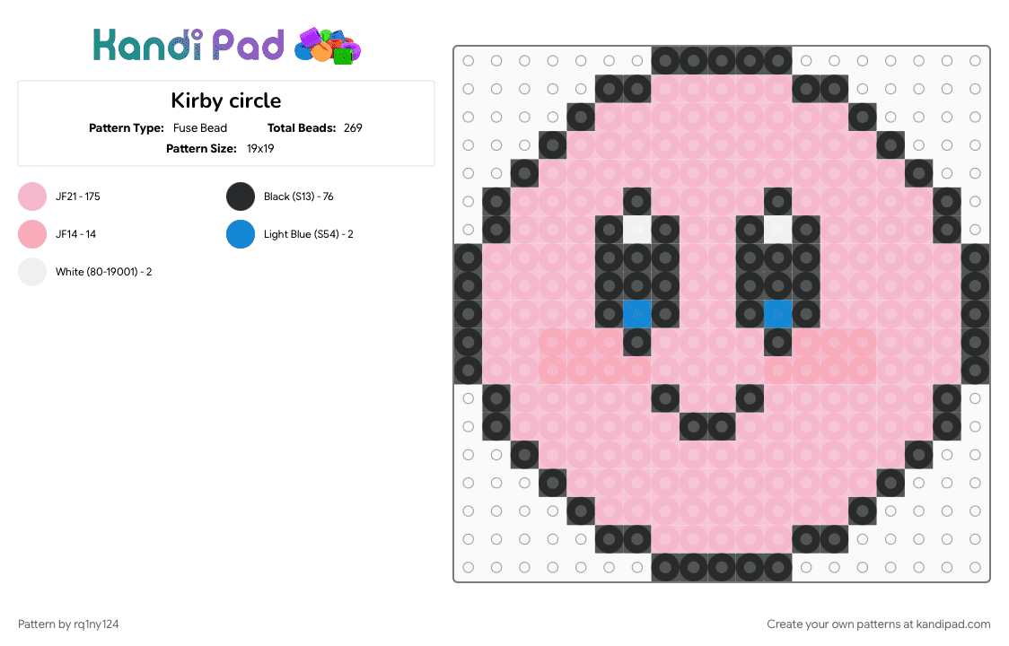 Kirby circle - Fuse Bead Pattern by rq1ny124 on Kandi Pad - pink