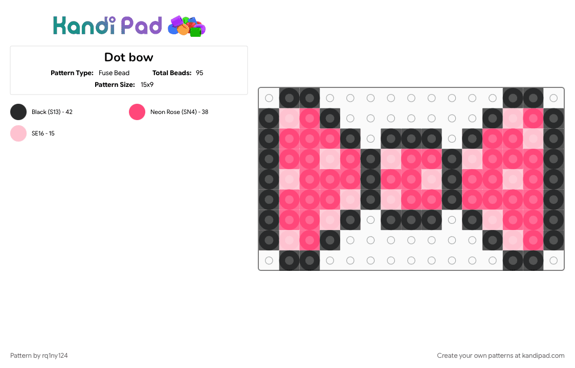 Dot bow - Fuse Bead Pattern by rq1ny124 on Kandi Pad - cotddots, pink, red