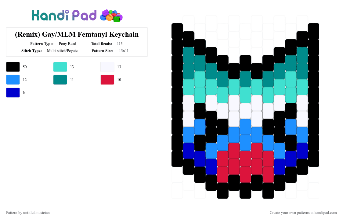 (Remix) Gay/MLM Femtanyl Keychain - Pony Bead Pattern by untitledmusician on Kandi Pad - light blue