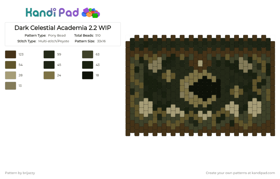 Dark Celestial Academia 2.2 WIP - Pony Bead Pattern by brijazzy on Kandi Pad - brown, tan