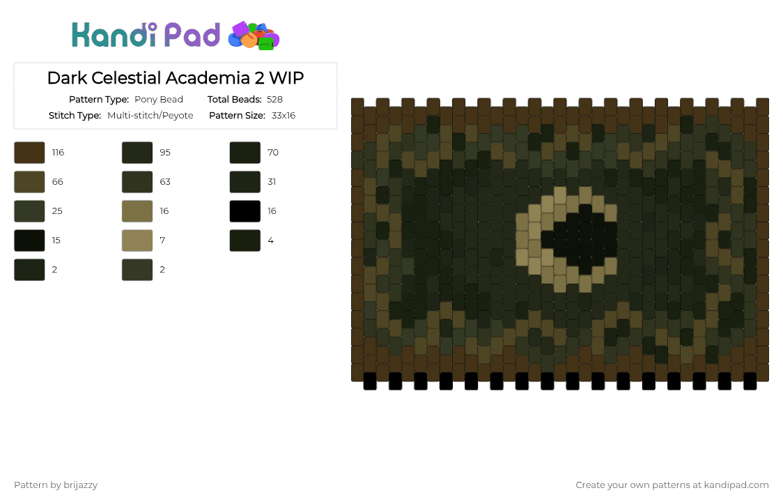 Dark Celestial Academia 2 WIP - Pony Bead Pattern by brijazzy on Kandi Pad - brown