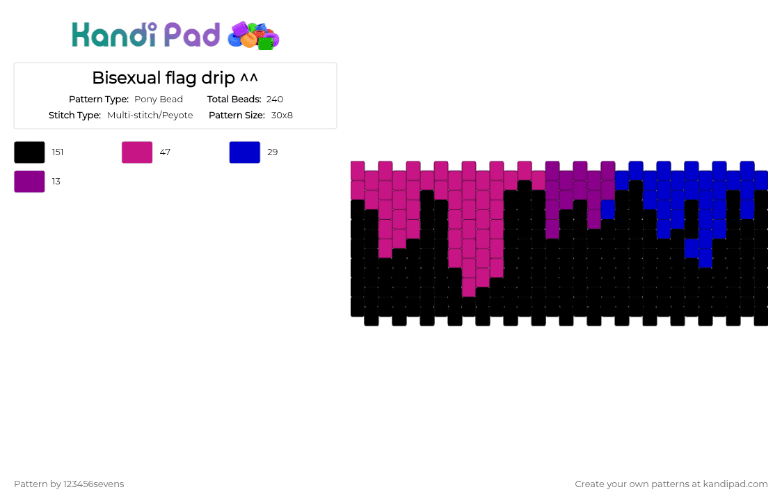 Bisexual flag drip ^^ - Pony Bead Pattern by 123456sevens on Kandi Pad - 