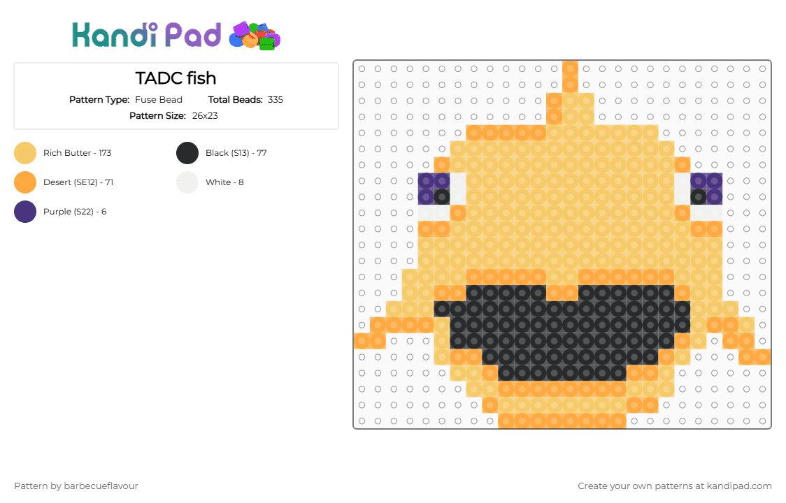 TADC fish - Fuse Bead Pattern by barbecueflavour on Kandi Pad - yellow,tadc,thefish,treasure