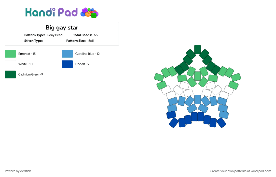 Big gay star - Pony Bead Pattern by dedfish on Kandi Pad - gay, lgbt, light blue, pride, star, teal