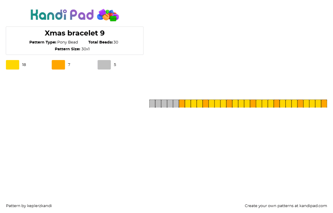 Xmas bracelet 9 - Pony Bead Pattern by keplerzkandi on Kandi Pad - christmas,single,bracelet,yellow,orange