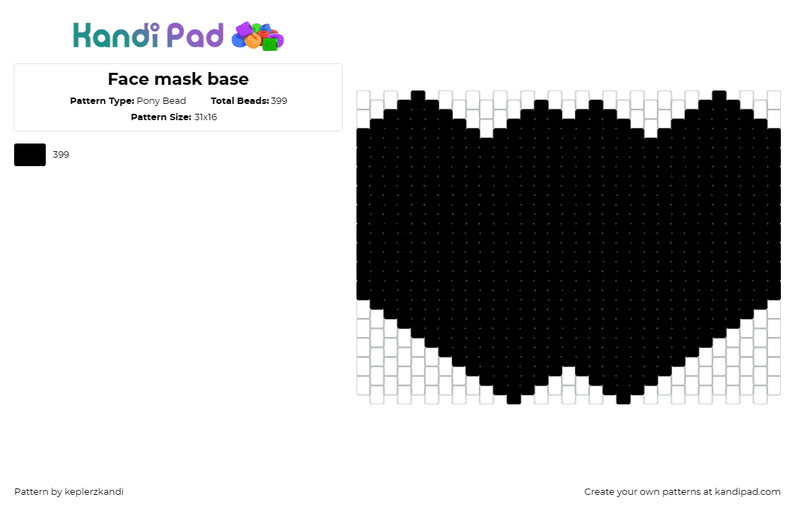 Face mask base - Pony Bead Pattern by keplerzkandi on Kandi Pad - mask,base,simple,outline,silhouette,black