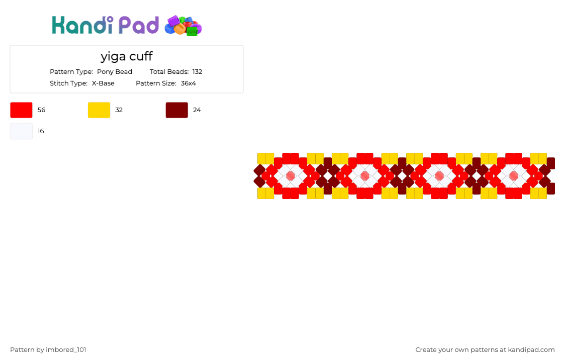 yiga cuff - Pony Bead Pattern by imbored_101 on Kandi Pad - loz, red, yiga, yiga clan, zelda