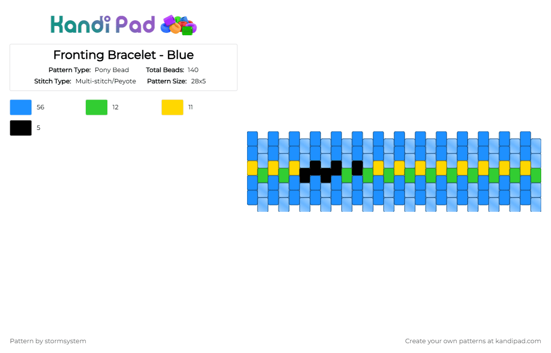 Fronting Bracelet - Blue - Pony Bead Pattern by stormsystem on Kandi Pad - light blue