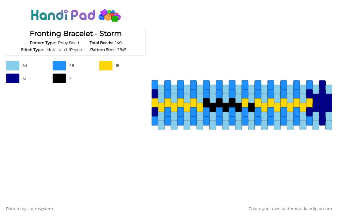 Fronting Bracelet - Storm - Pony Bead Pattern by stormsystem on Kandi Pad - light blue