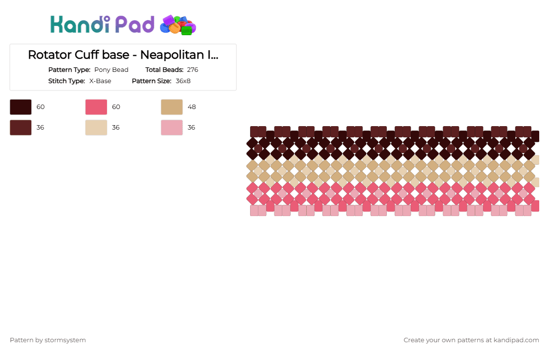 Rotator Cuff base - Neapolitan Ice Cream - Pony Bead Pattern by stormsystem on Kandi Pad - beige, brown
