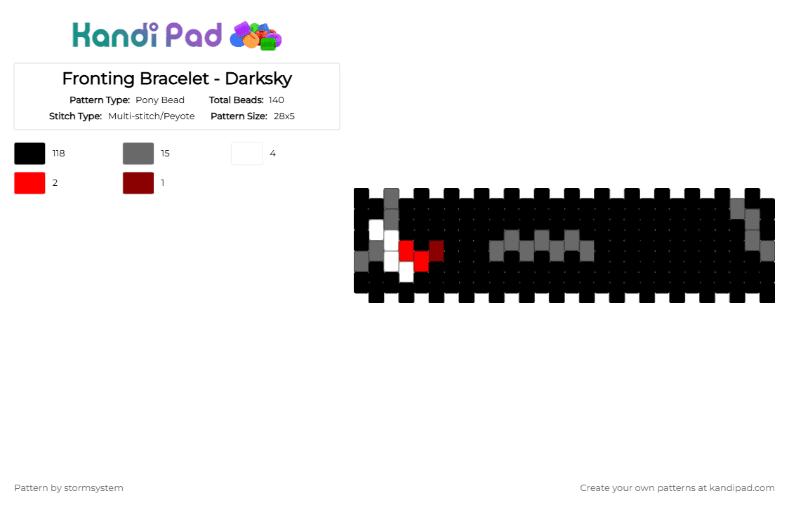 Fronting Bracelet - Darksky - Pony Bead Pattern by stormsystem on Kandi Pad - black,gray