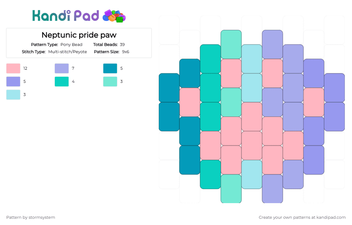 Neptunic pride paw - Pony Bead Pattern by stormsystem on Kandi Pad - pink