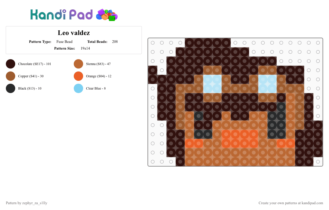 Leo valdez - Fuse Bead Pattern by zephyr_za_s1lly on Kandi Pad - pjo,book,character,chibi,leovaldez,bookcharacter,fandom