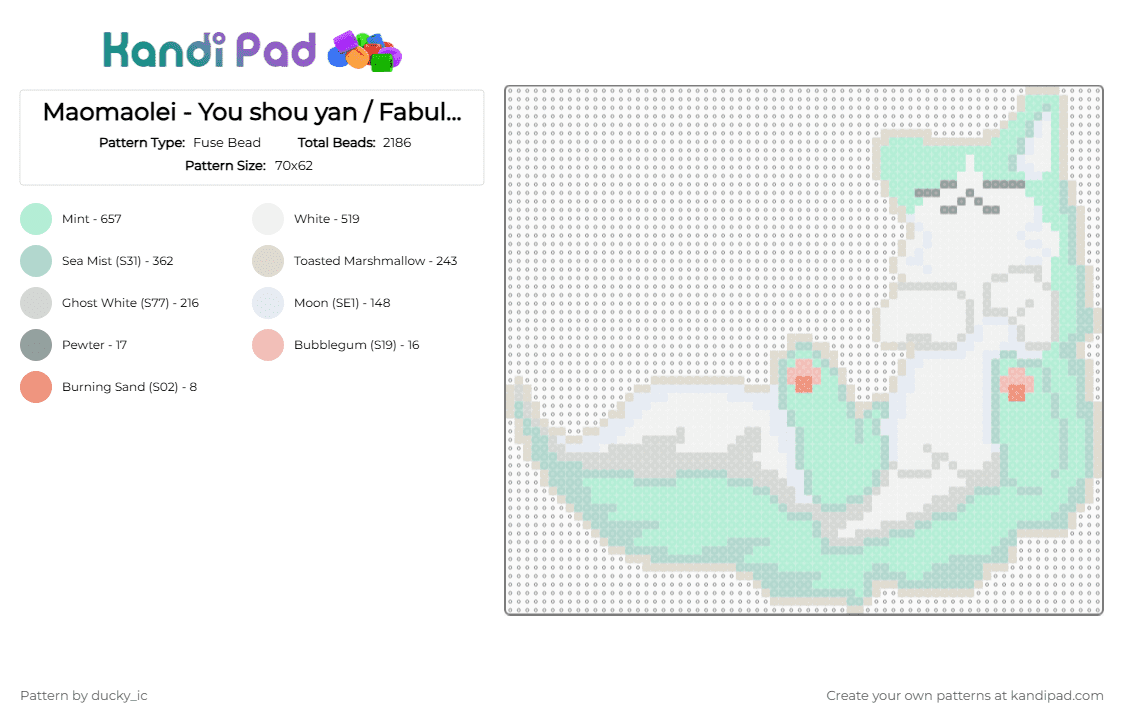 Maomaolei - You shou yan / Fabulous beasts - Fuse Bead Pattern by ducky_ic on Kandi Pad - light blue