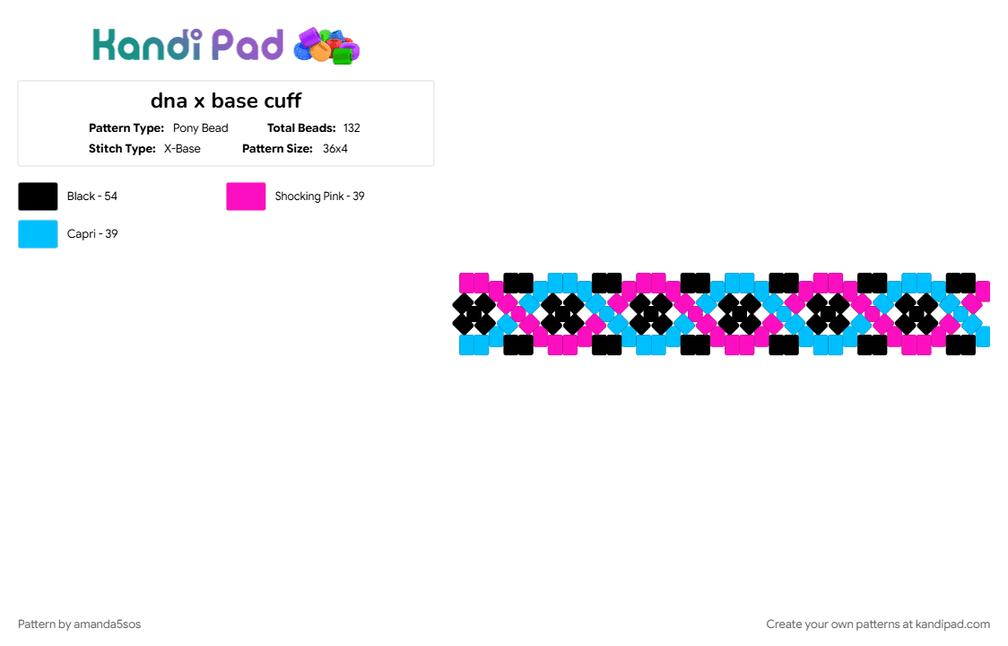 dna x base cuff - Pony Bead Pattern by amanda5sos on Kandi Pad - light blue, pink