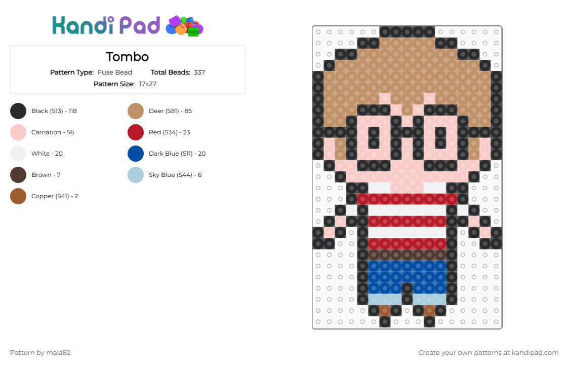 Tombo - Fuse Bead Pattern by mala82 on Kandi Pad - beige,tan
