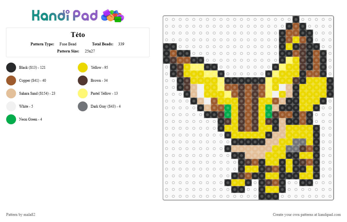 Této - Fuse Bead Pattern by mala82 on Kandi Pad - brown,yellow,tan