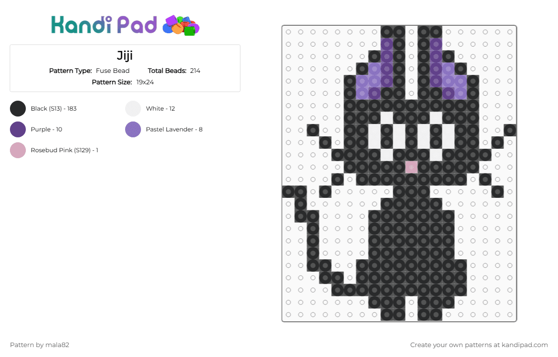 Jiji - Fuse Bead Pattern by mala82 on Kandi Pad - black,purple,blue