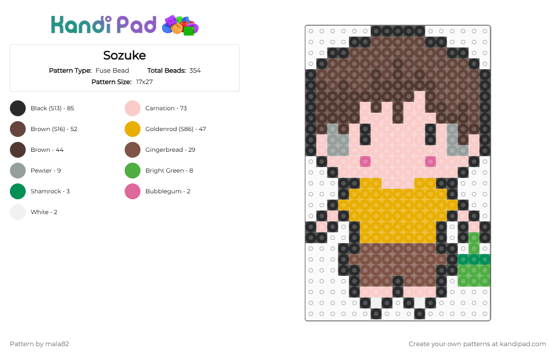 Sozuke - Fuse Bead Pattern by mala82 on Kandi Pad - beige,brown,orange
