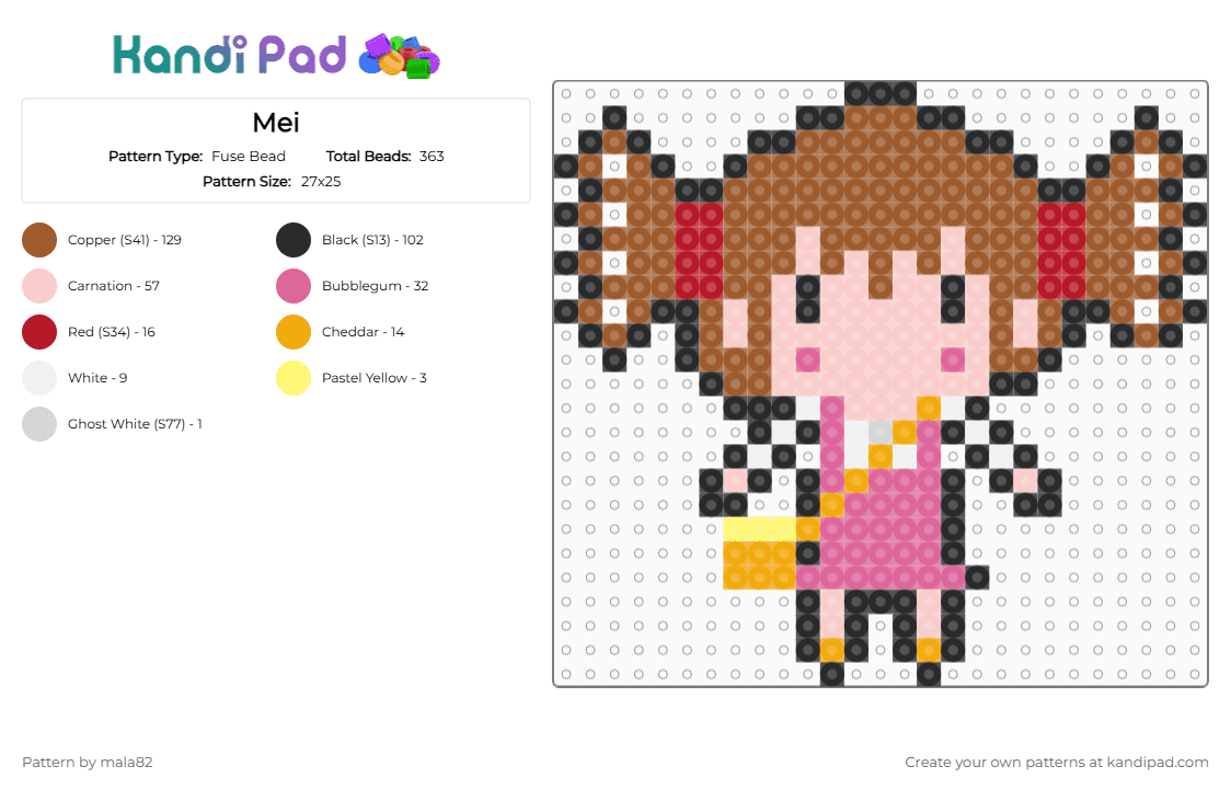 Mei - Fuse Bead Pattern by mala82 on Kandi Pad - beige,tan