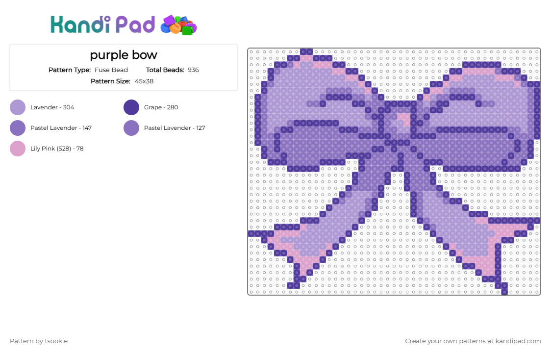 purple bow - Fuse Bead Pattern by tsookie on Kandi Pad - pink,ribbon,bow,purple,cutesy,aesthetic,cute