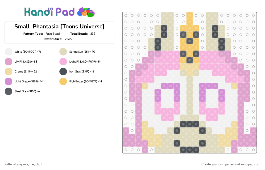 Small  Phantasia [Toons Universe] - Fuse Bead Pattern by ayano_the_glitch on Kandi Pad - beige, magic, phantasia, pink, toons universe, unicorn