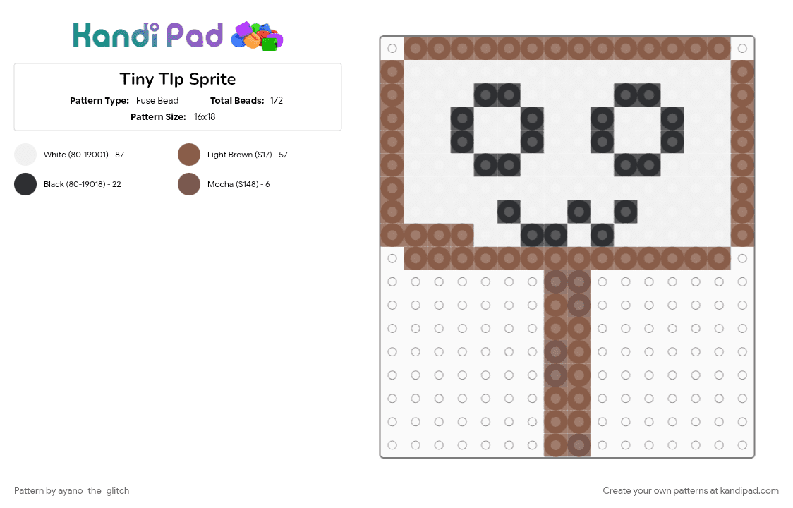 Tiny TIp Sprite - Fuse Bead Pattern by ayano_the_glitch on Kandi Pad - endacopia, sign, sprite, tan, tip, video games, white