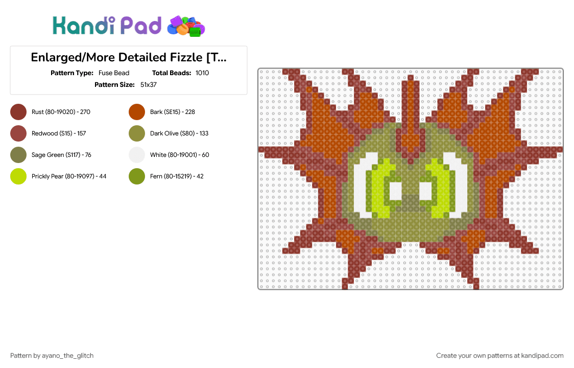Enlarged/More Detailed Fizzle [Toons Universe] - Fuse Bead Pattern by ayano_the_glitch on Kandi Pad - fizzle, frilled lizard, frills, lizard, red, toons universe