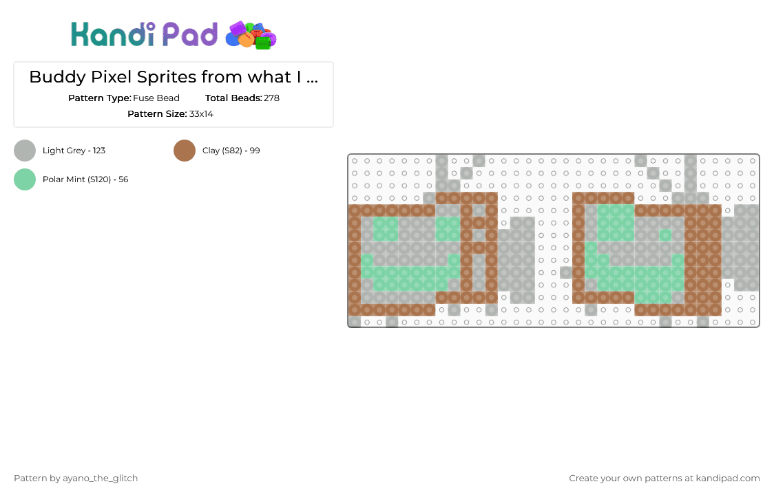 Buddy Pixel Sprites from what I could find - Fuse Bead Pattern by ayano_the_glitch on Kandi Pad - beige, buddy, clean crew, pixel, roblox, sprite, tan, tv, video games
