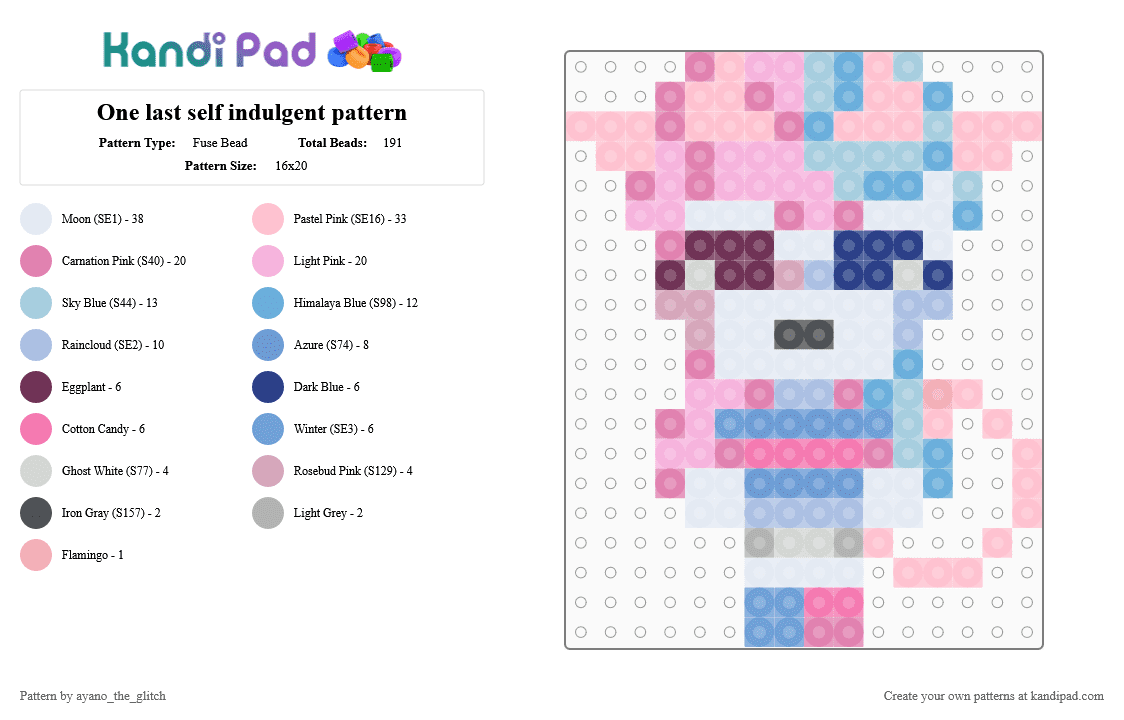 One last self indulgent pattern - Fuse Bead Pattern by ayano_the_glitch on Kandi Pad - light blue, pink
