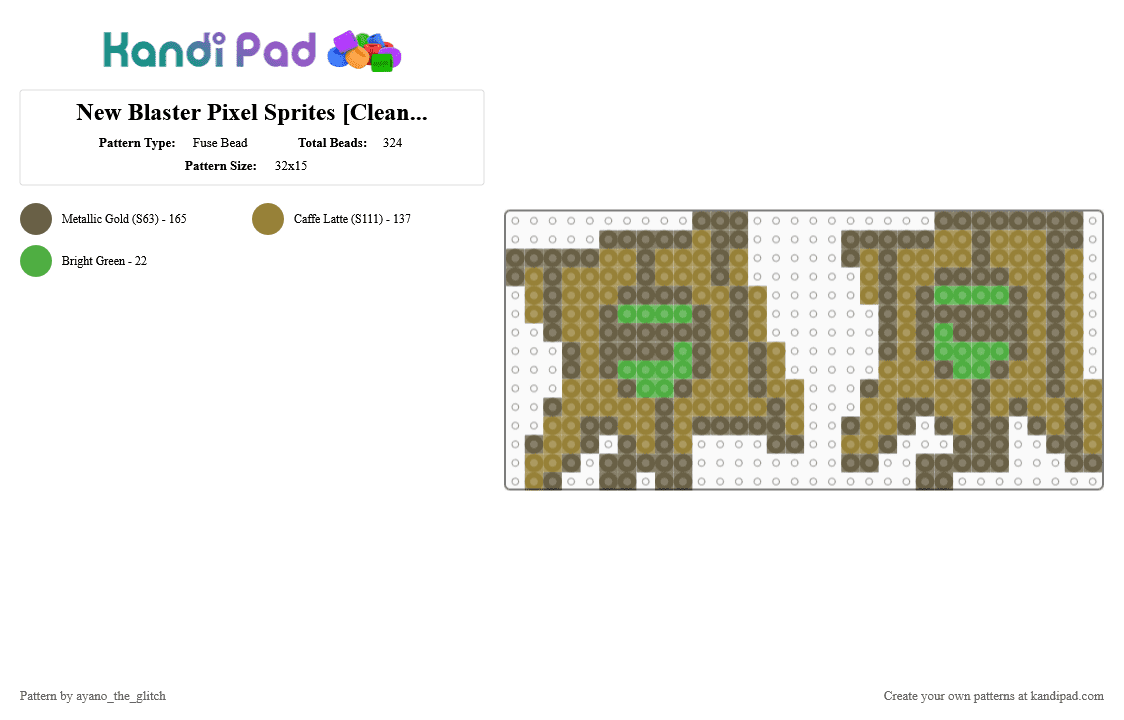 New Blaster Pixel Sprites [Clean Crew] - Fuse Bead Pattern by ayano_the_glitch on Kandi Pad - blaster, clean crew, gold, lamp, pixel, roblox, sprite, tan, video games