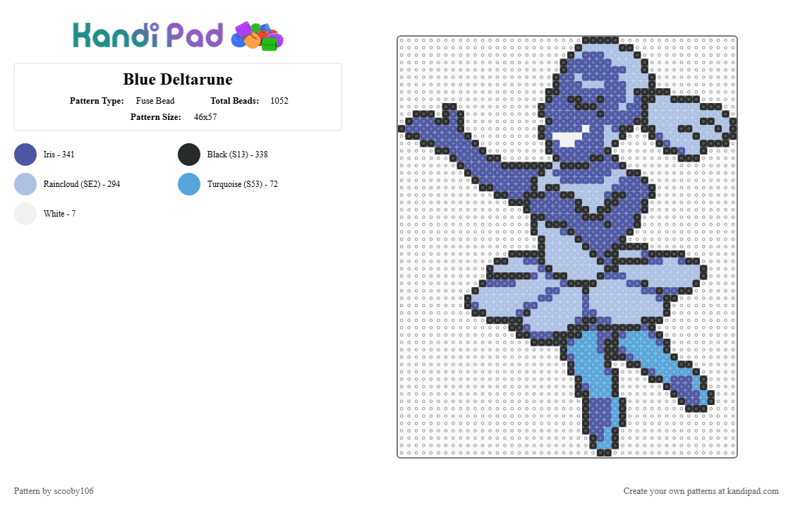 Blue Deltarune - Fuse Bead Pattern by scooby106 on Kandi Pad - light blue,purple