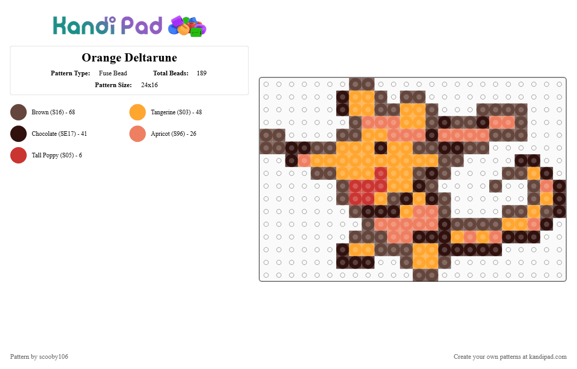 Orange Deltarune - Fuse Bead Pattern by scooby106 on Kandi Pad - brown,orange