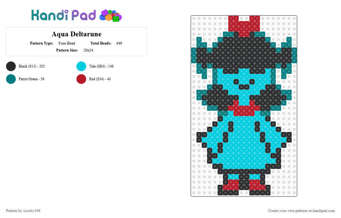Aqua Deltarune - Fuse Bead Pattern by scooby106 on Kandi Pad - light blue,game,deltarune,simple,indie,aqua