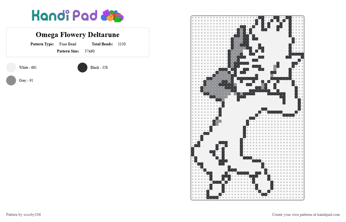 Omega Flowery Deltarune - Fuse Bead Pattern by scooby106 on Kandi Pad - deltarune, game, indie, white