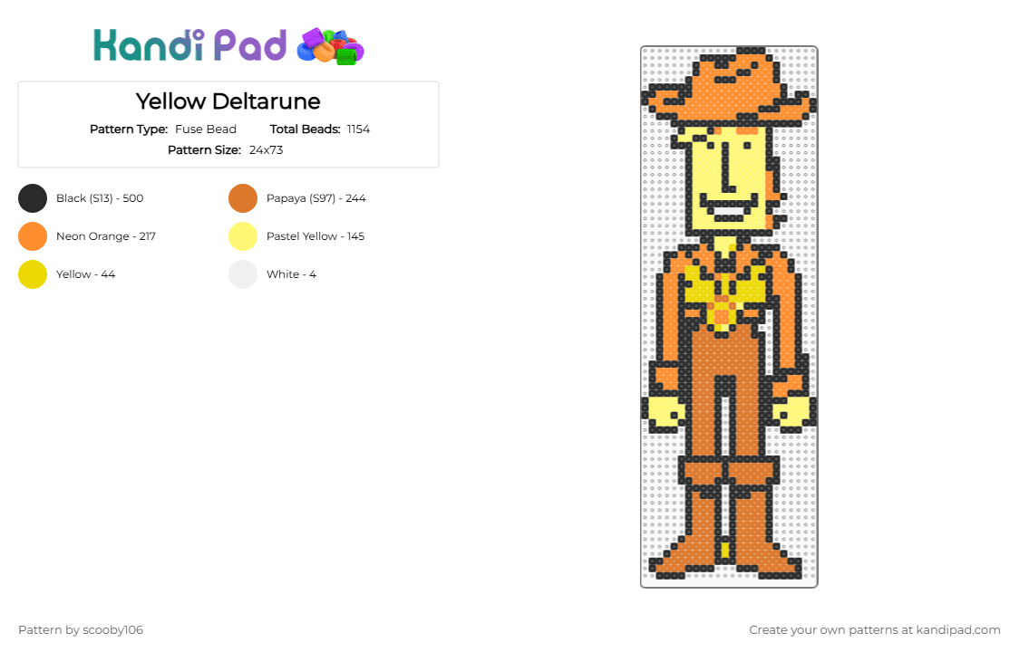 Yellow Deltarune - Fuse Bead Pattern by scooby106 on Kandi Pad - orange,yellow