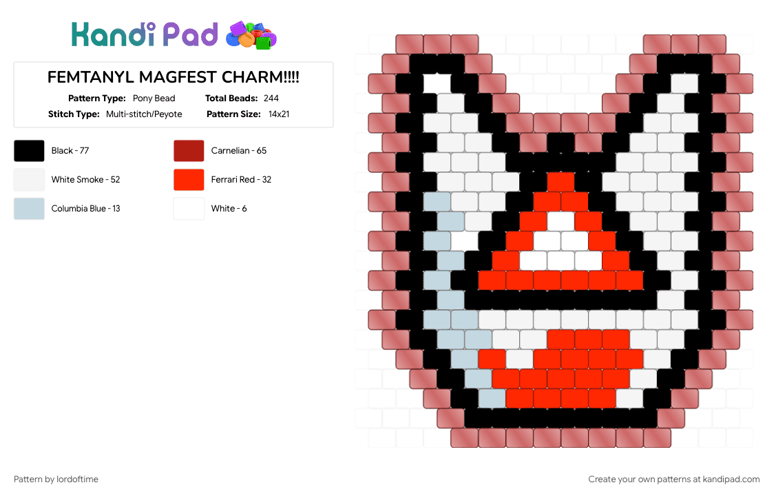 FEMTANYL MAGFEST CHARM!!!! - Pony Bead Pattern by lordoftime on Kandi Pad - 