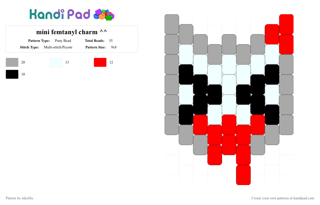 mini femtanyl charm ^^ - Pony Bead Pattern by inkyblu on Kandi Pad - beige,red,femtanyl,charm