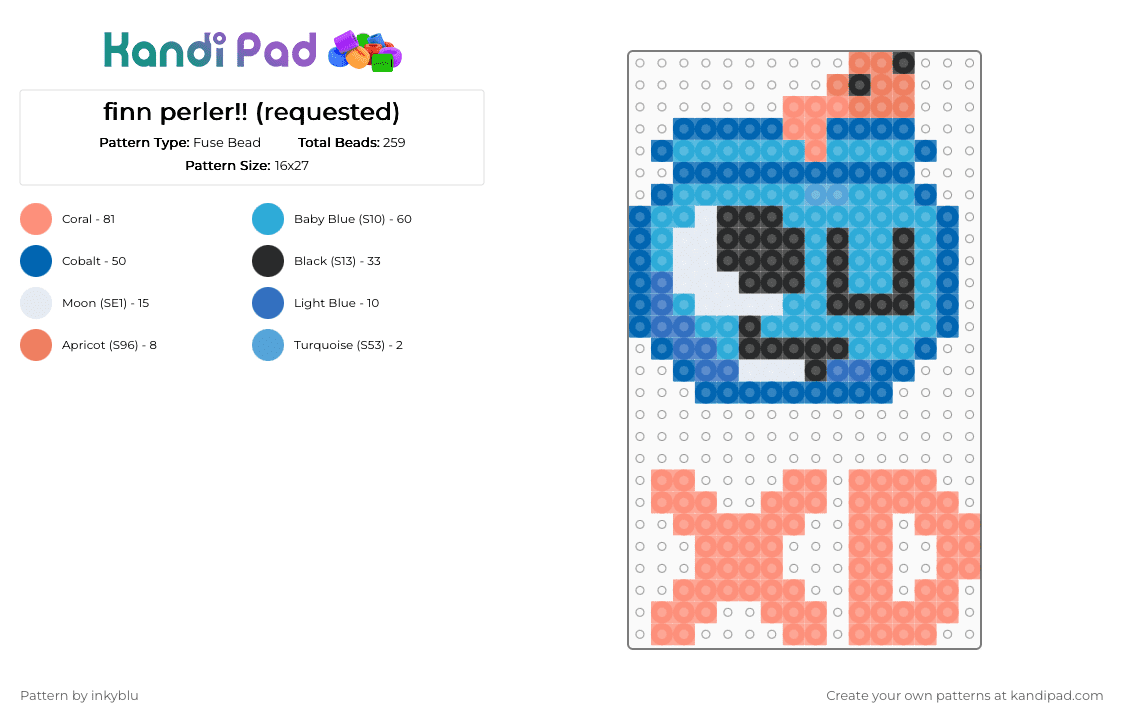 finn perler!! (requested) - Fuse Bead Pattern by inkyblu on Kandi Pad - dandysworld, finndw, orange