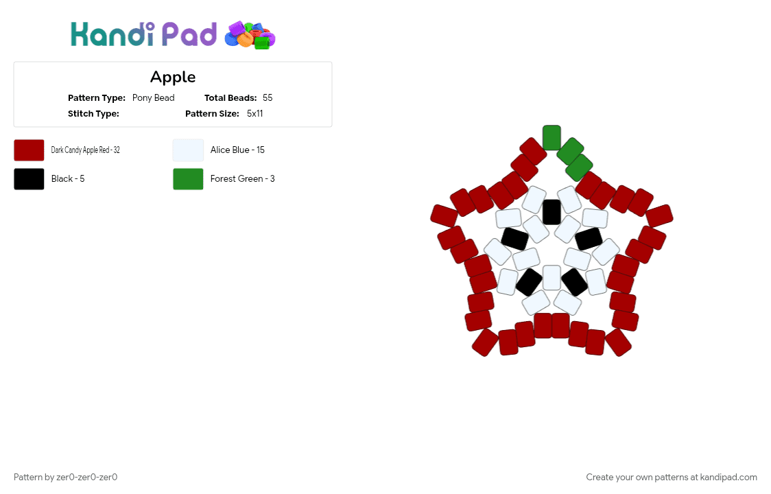 Apple - Pony Bead Pattern by zer0-zer0-zer0 on Kandi Pad - red