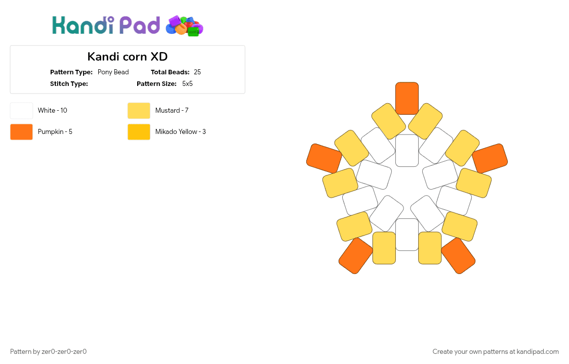 Kandi corn XD - Pony Bead Pattern by zer0-zer0-zer0 on Kandi Pad - orange, yellow