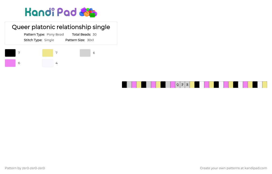Queer platonic relationship single - Pony Bead Pattern by zer0-zer0-zer0 on Kandi Pad - pink, yellow