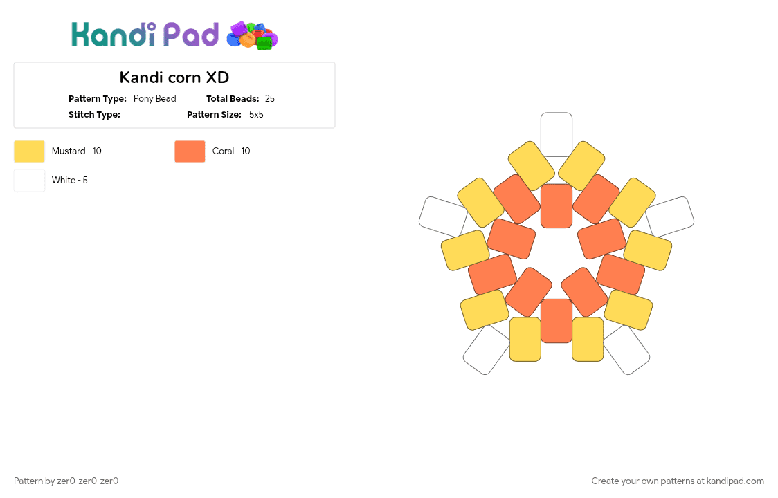 Kandi corn XD - Pony Bead Pattern by zer0-zer0-zer0 on Kandi Pad - orange, yellow