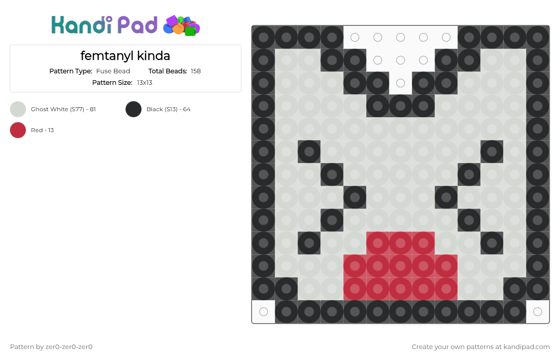 femtanyl kinda - Fuse Bead Pattern by zer0-zer0-zer0 on Kandi Pad - electonic music, femtanyl, music, white