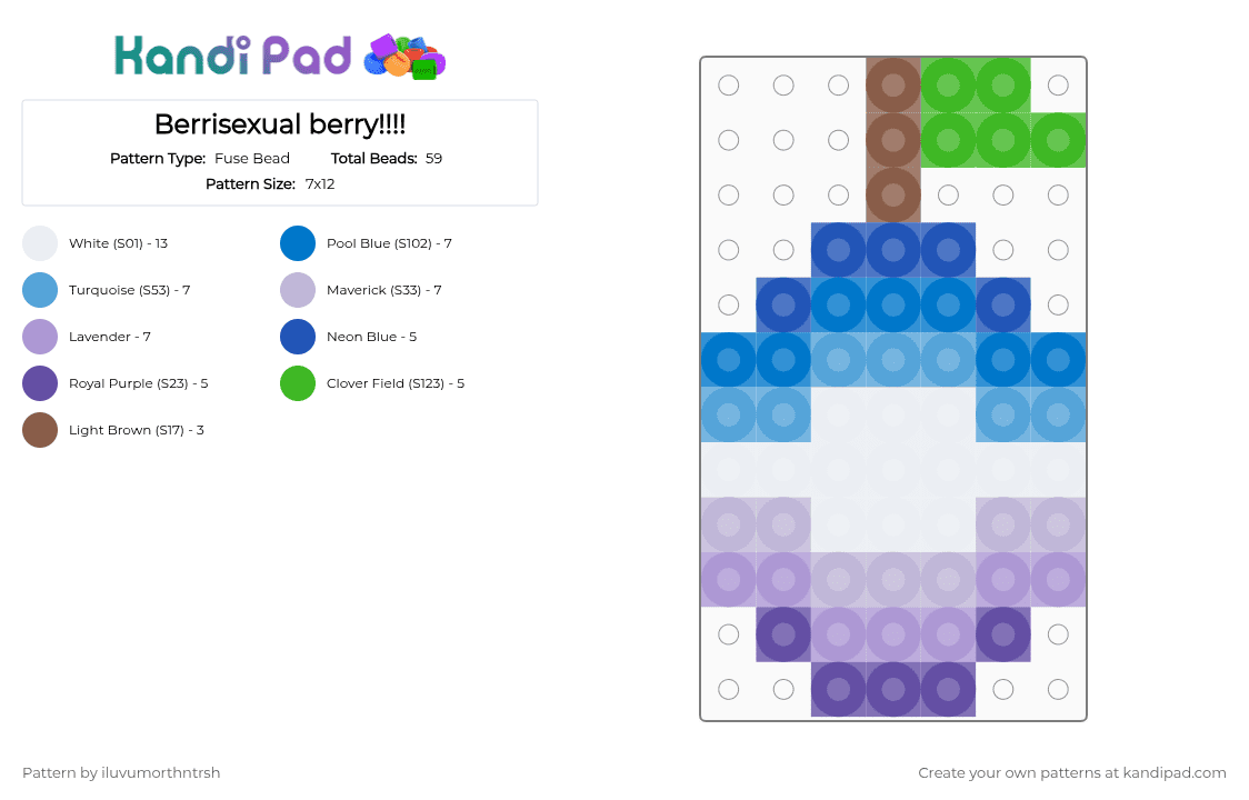Berrisexual berry!!!! - Fuse Bead Pattern by iluvumorthntrsh on Kandi Pad - blue,light blue,pink,cotdberries,lgtbq,pride