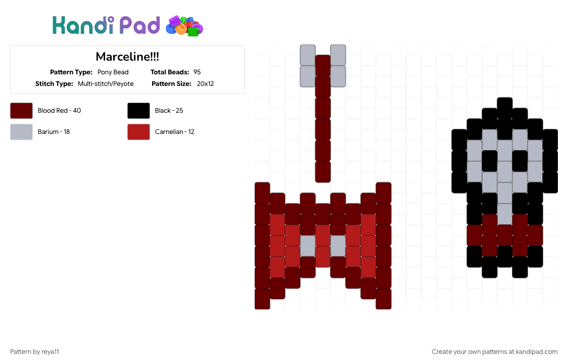 Marceline!!! - Pony Bead Pattern by reya11 on Kandi Pad - adventure time, bass, brown, cotdminiatures, marceline, marceline the vampire queen
