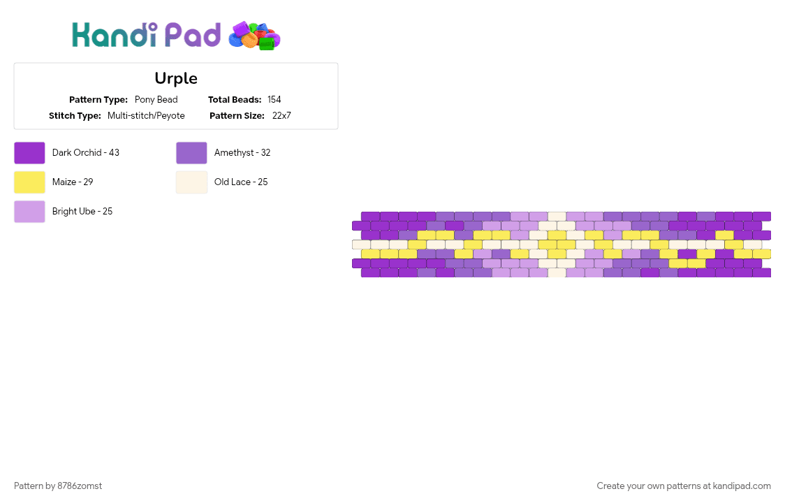urple - Pony Bead Pattern by 8786zomst on Kandi Pad - purple