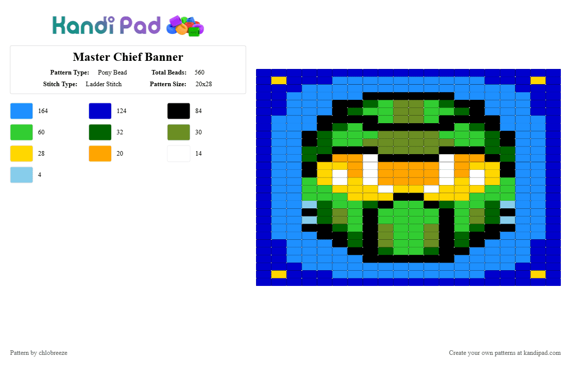 Master Chief Banner - Pony Bead Pattern by chlobreeze on Kandi Pad - purple,light blue,green,halo,master chief,video game